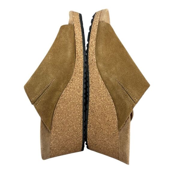 Birkenstock Papillio Namica Suede Leather Tea Women's Tan Wedge Sandals size 7 - Picture 2 of 8